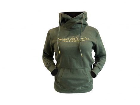 Adelle Ladies Olive Diamanté Cross Necked Hoodie