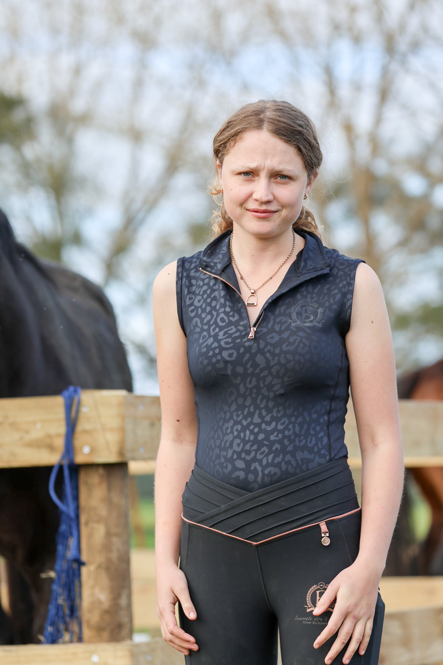 Leonora Black Leopard Print Sleeveless Base Layer