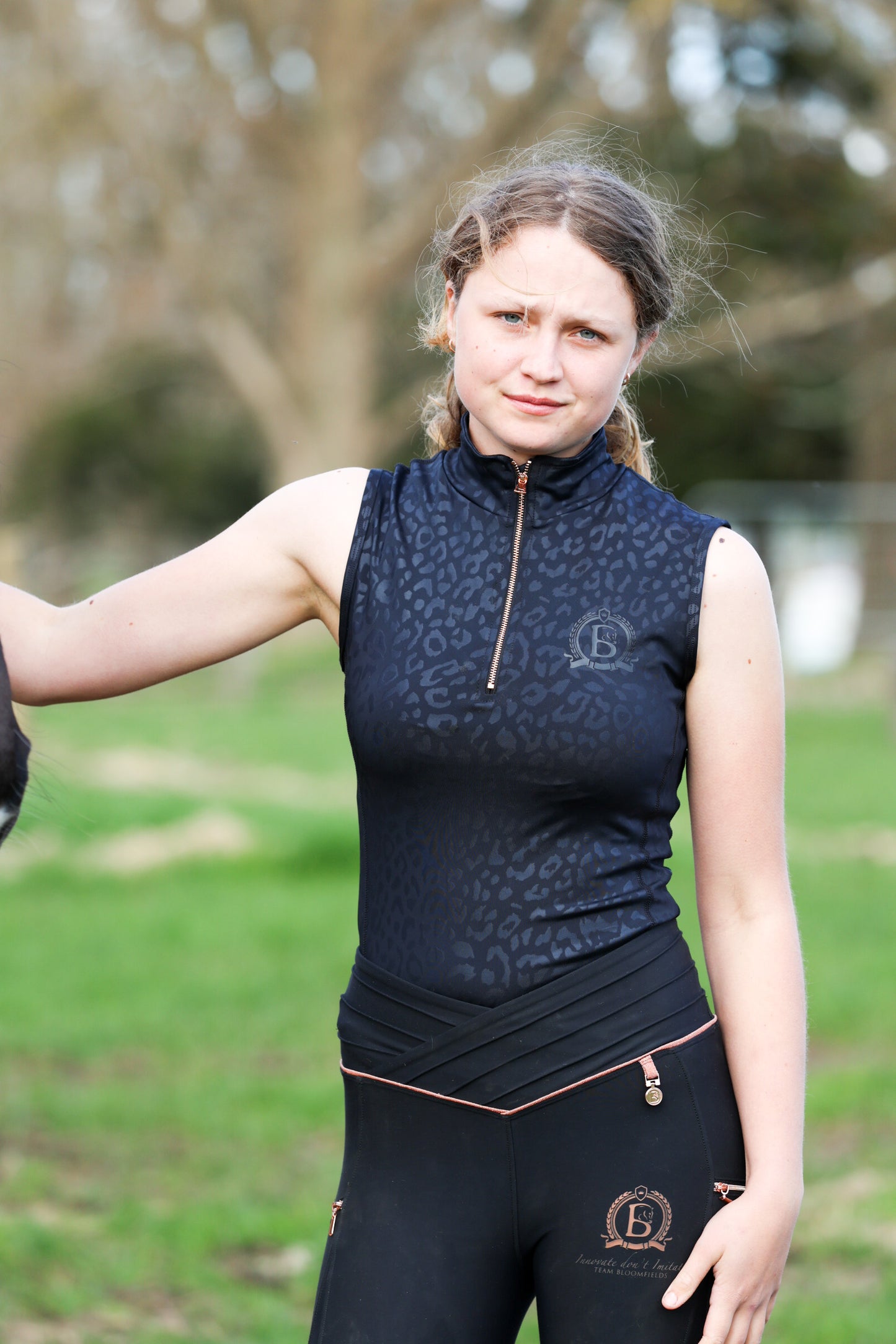 Leonora Black Leopard Print Sleeveless Base Layer