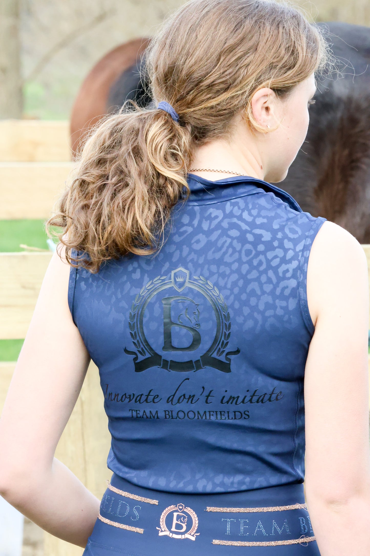 Leonora Navy Leopard Print sleeveless Base Layer