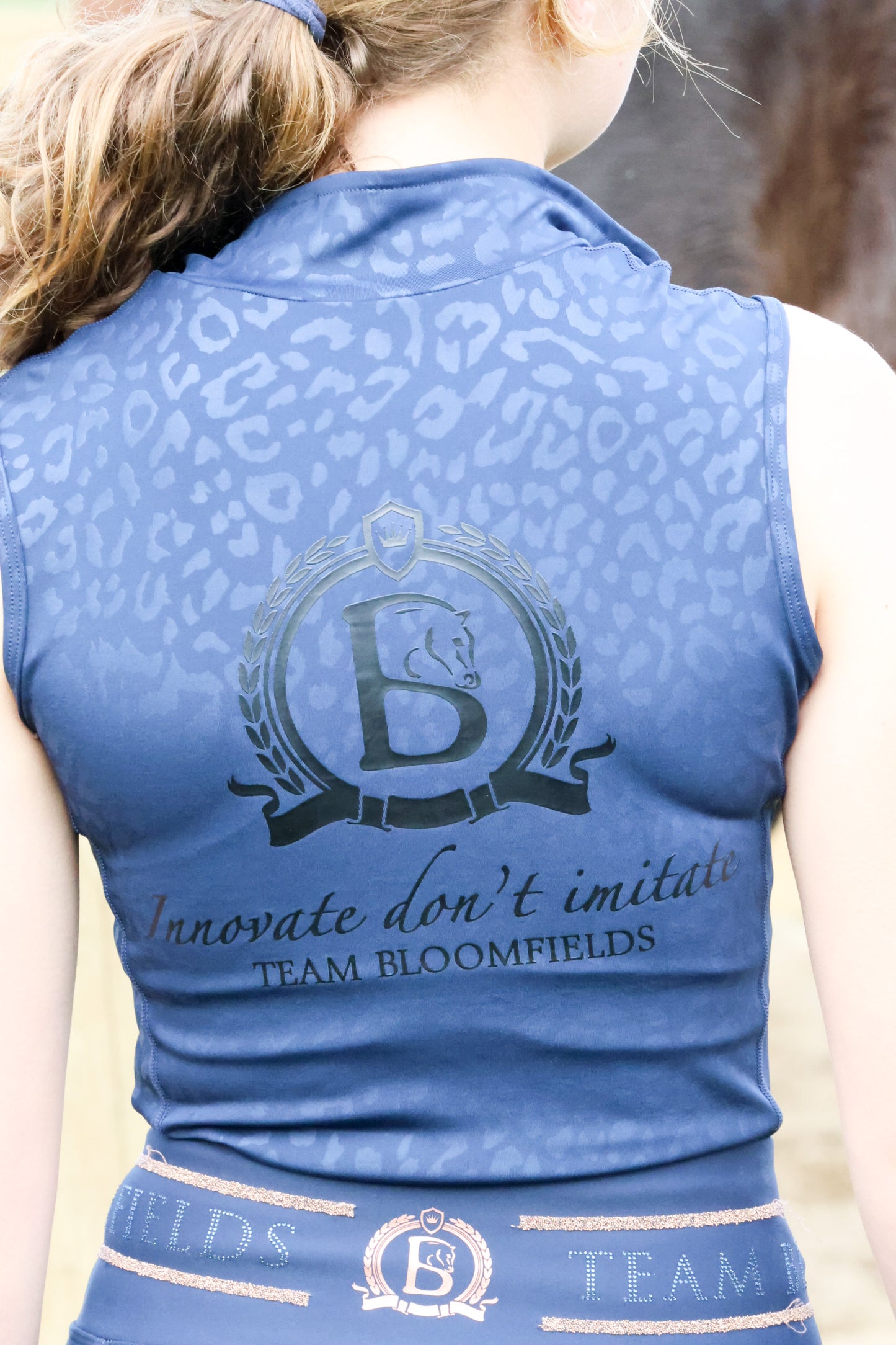Leonora Navy Leopard Print sleeveless Base Layer