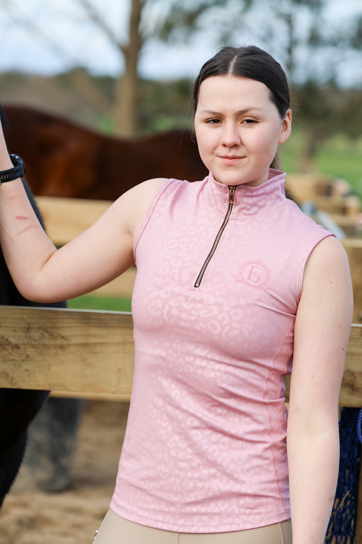 Leonora Pink Leopard Print Sleeveless Base Layer
