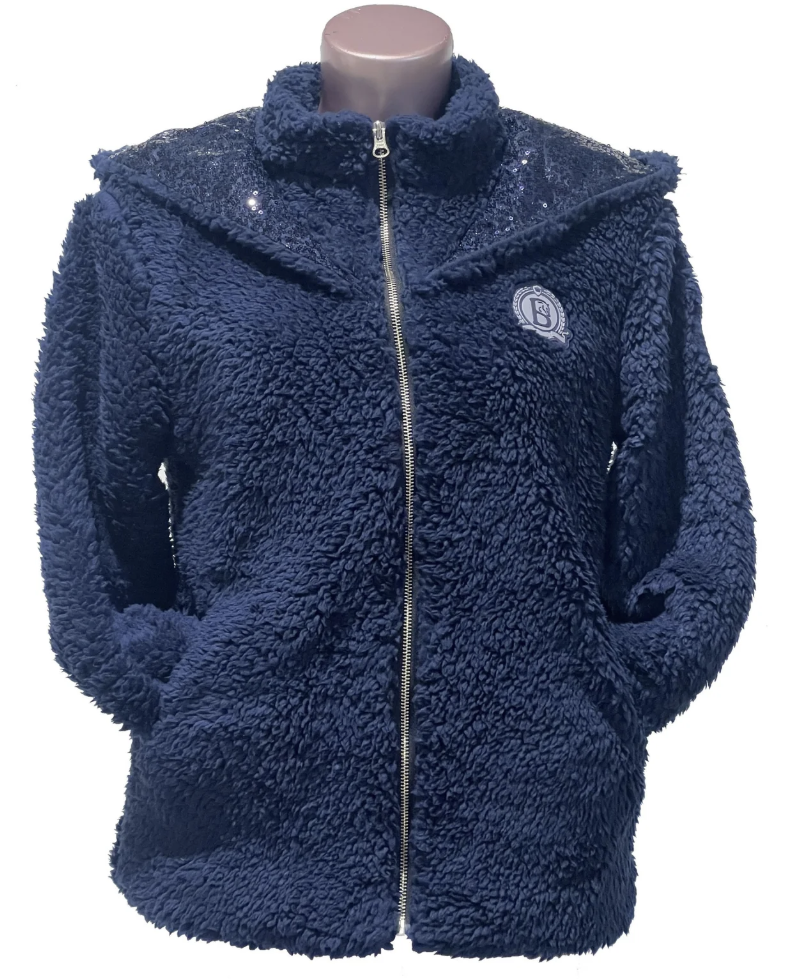 Taggie Mini Navy Double Collar Teddy Bear Fleece