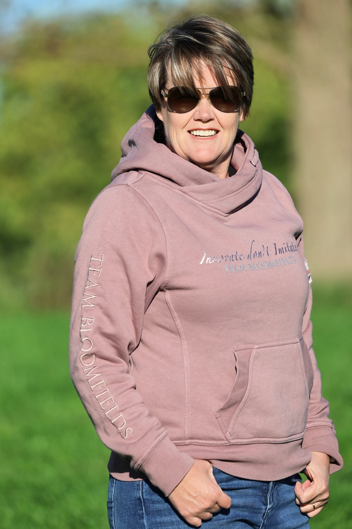 Adelle Ladies Heather Diamanté Cross Necked Hoodie