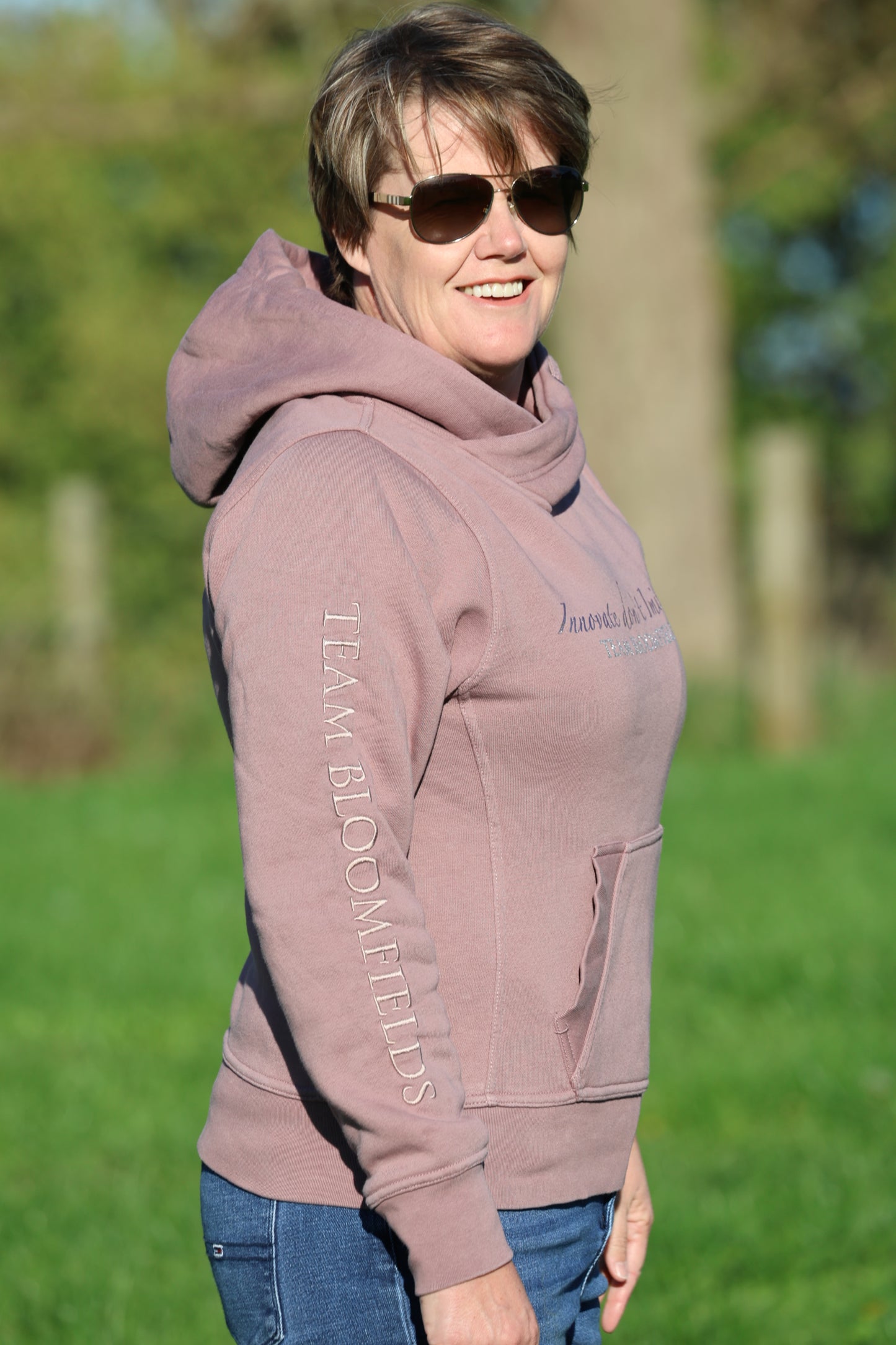 Adelle Ladies Heather Diamanté Cross Necked Hoodie