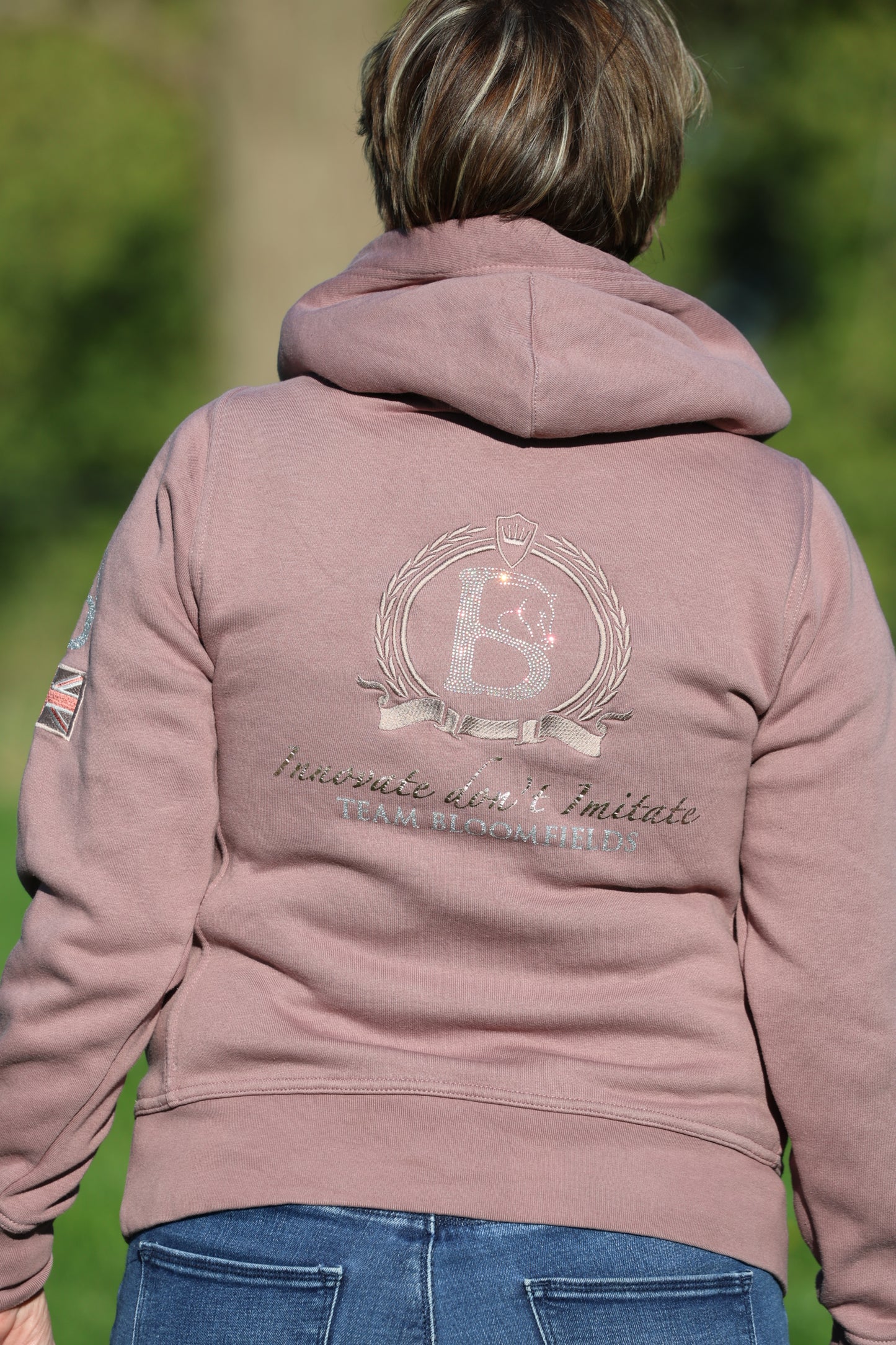 Adelle Ladies Heather Diamanté Cross Necked Hoodie