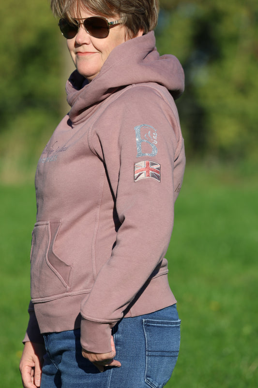 Adelle Ladies Heather Diamanté Cross Necked Hoodie