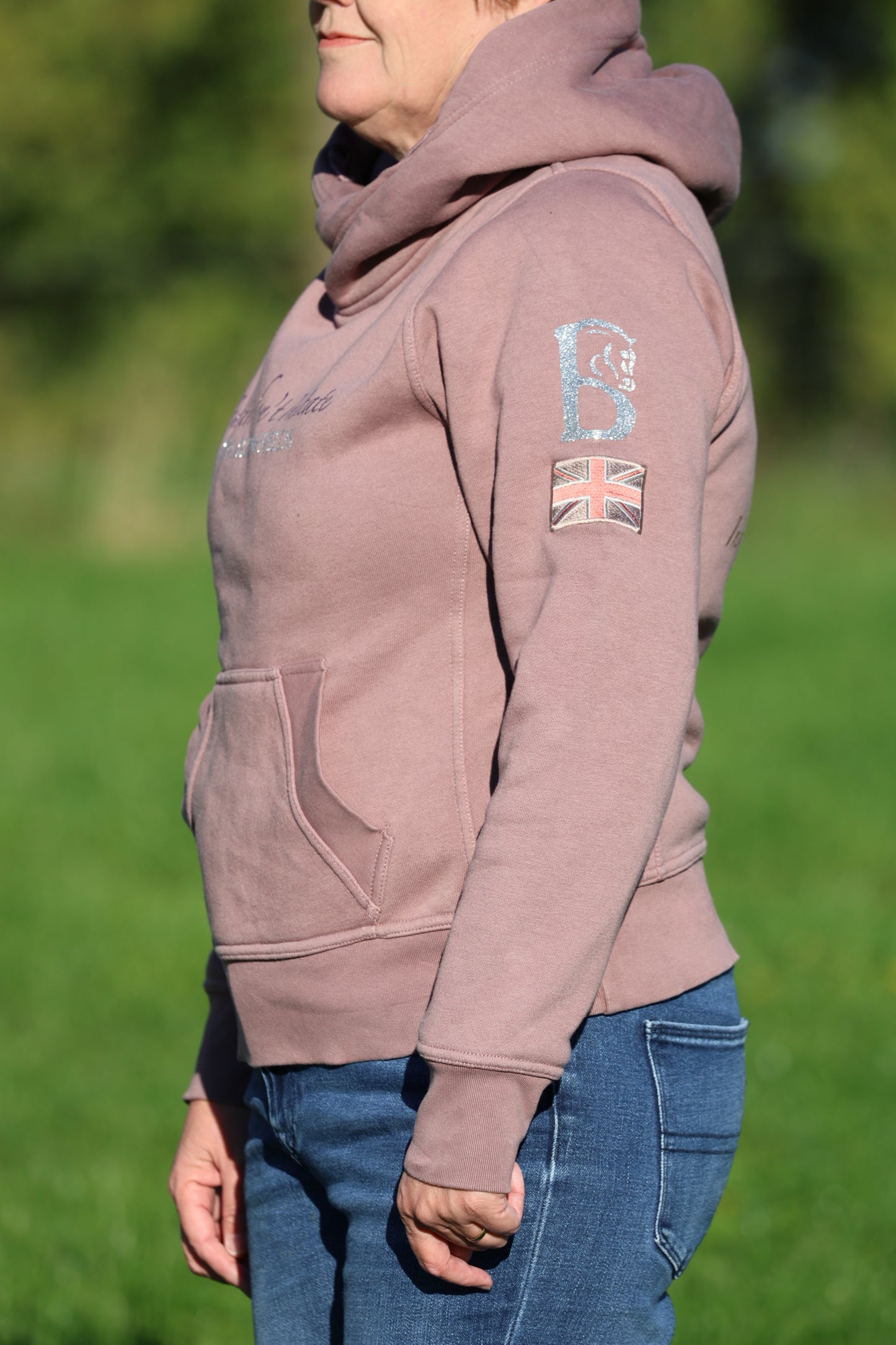 Adelle Ladies Heather Diamanté Cross Necked Hoodie