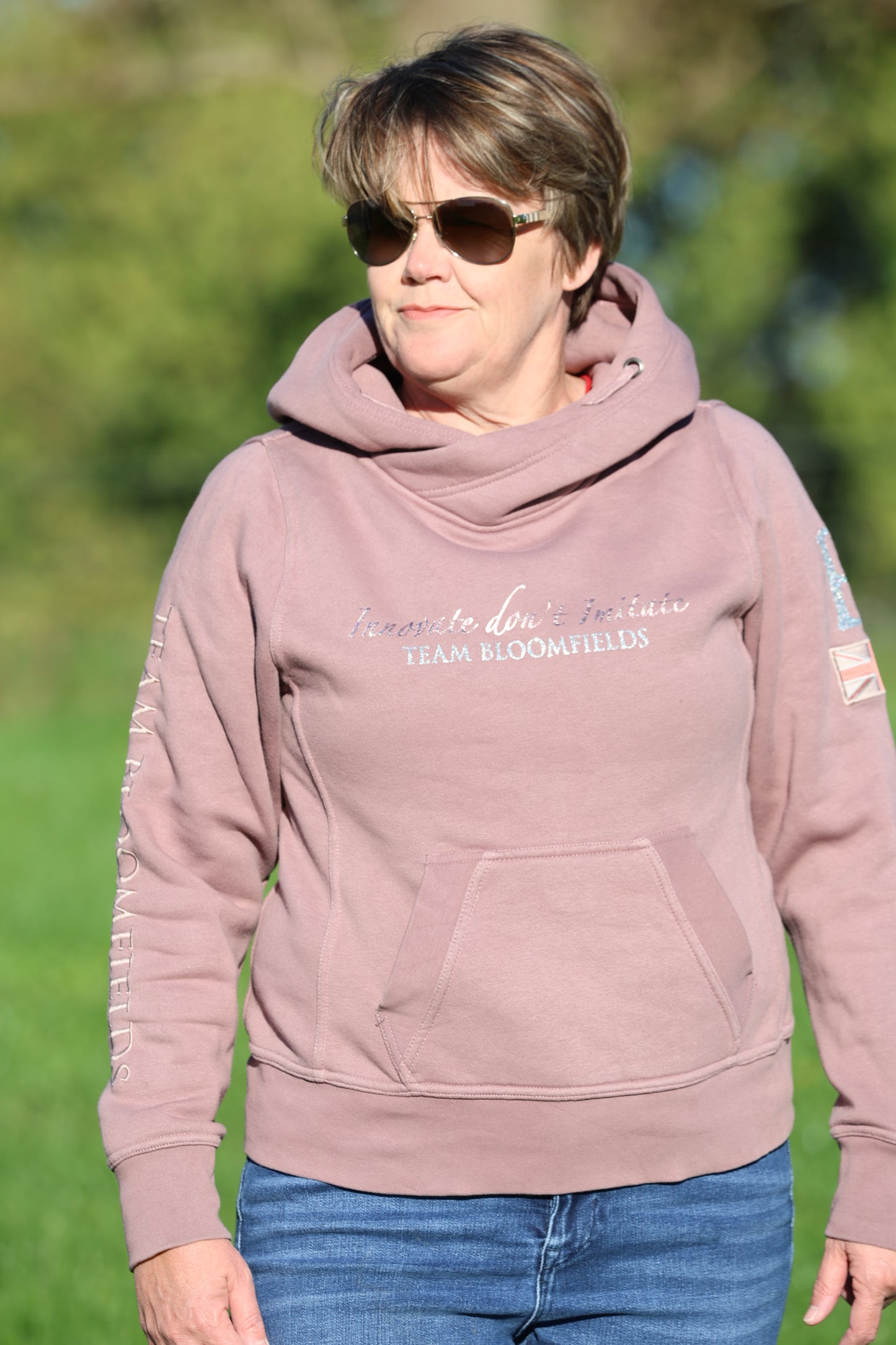 Adelle Ladies Heather Diamanté Cross Necked Hoodie